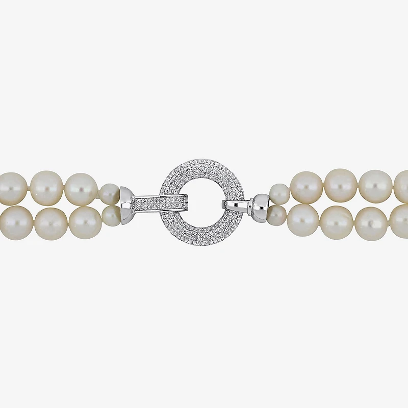 Womens White Sterling Silver Inch Strand Necklace