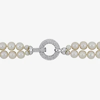 Womens White Sterling Silver Inch Strand Necklace