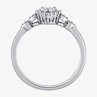 Womens Diamond Accent Lab Created Sapphire Sterling Silver Heart Cocktail Ring