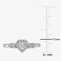 Womens Diamond Accent Lab Created Sapphire Sterling Silver Heart Cocktail Ring