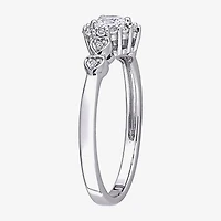Womens Diamond Accent Lab Created Sapphire Sterling Silver Heart Cocktail Ring