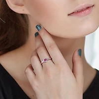Womens Diamond Accent Lab Created Red Ruby Sterling Silver Heart Cocktail Ring