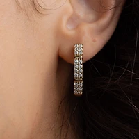 (H-I / I1) Womens 1 CT. T.W. Lab Grown White Diamond 10K Gold 25.6mm Hoop Earrings