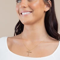 (G / Si2) Womens 1/2 CT. T.W. Lab Grown White Diamond 14K Gold Cross 18 Inch Pendant Necklace
