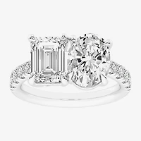 Signature By Modern Bride (G-H / Si1-Si2) Womens 4 3/8 Ct. T.W. Lab Grown White Diamond 14K Gold Oval Side Stone Engagement Ring