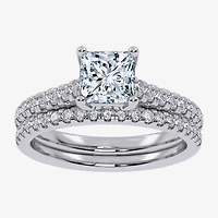 (H-I / Si2-I1) Womens 1 1/2 CT. T.W. Lab Grown White Diamond 10K or 14K Gold Side Stone Bridal Set