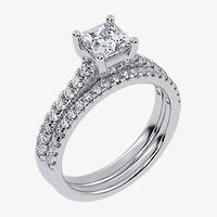 (H-I / Si2-I1) Womens 1 1/2 CT. T.W. Lab Grown White Diamond 10K or 14K Gold Side Stone Bridal Set