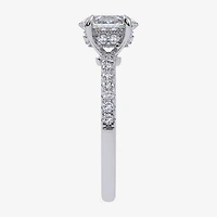 (G-H /  Si1-Si2) Womens 1 CT. T.W. Lab Grown White Diamond 10K Gold Oval Side Stone Engagement Ring