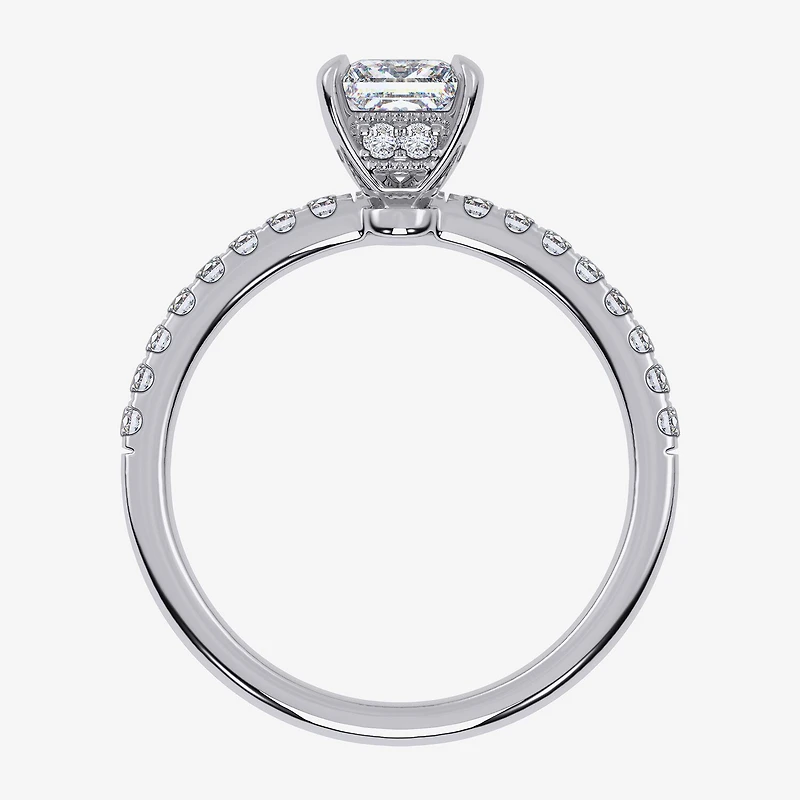 (G-H /  Si1-Si2) Womens 1 CT. T.W. Lab Grown White Diamond 10K Gold Side Stone Engagement Ring