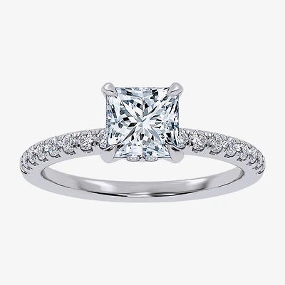 (G-H /  Si1-Si2) Womens 1 CT. T.W. Lab Grown White Diamond 10K Gold Side Stone Engagement Ring
