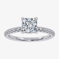 (G-H /  Si1-Si2) Womens 1 CT. T.W. Lab Grown White Diamond 10K Gold Side Stone Engagement Ring