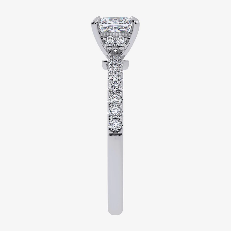 (G-H /  Si1-Si2) Womens 1 CT. T.W. Lab Grown White Diamond 10K Gold Side Stone Engagement Ring