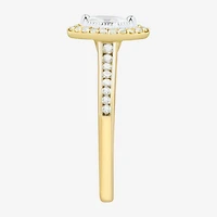 (H-I / Si1-Si2) Womens 1/2 CT. T.W. Lab Grown White Diamond 10K Gold Marquise Side Stone Halo Engagement Ring