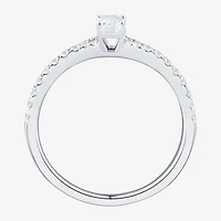 (H-I / Si1-Si2) Womens 1/2 CT. T.W. Lab Grown White Diamond 10K Gold Side Stone Engagement Ring