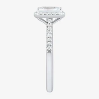 (H-I / Si1-Si2) Womens 1 1/4 CT. T.W. Lab Grown White Diamond 10K Gold Side Stone Halo Engagement Ring