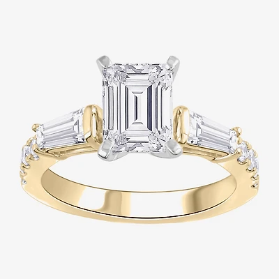 Signature By Modern Bride (G-H / Si1-Si2) Womens 2 3/4 CT. T.W. Lab Grown White Diamond 14K Gold Side Stone Engagement Ring