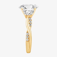 (G-H / Si1-Si2) Womens 4 CT. T.W. Lab Grown White Diamond 14K Gold Oval Side Stone Engagement Ring