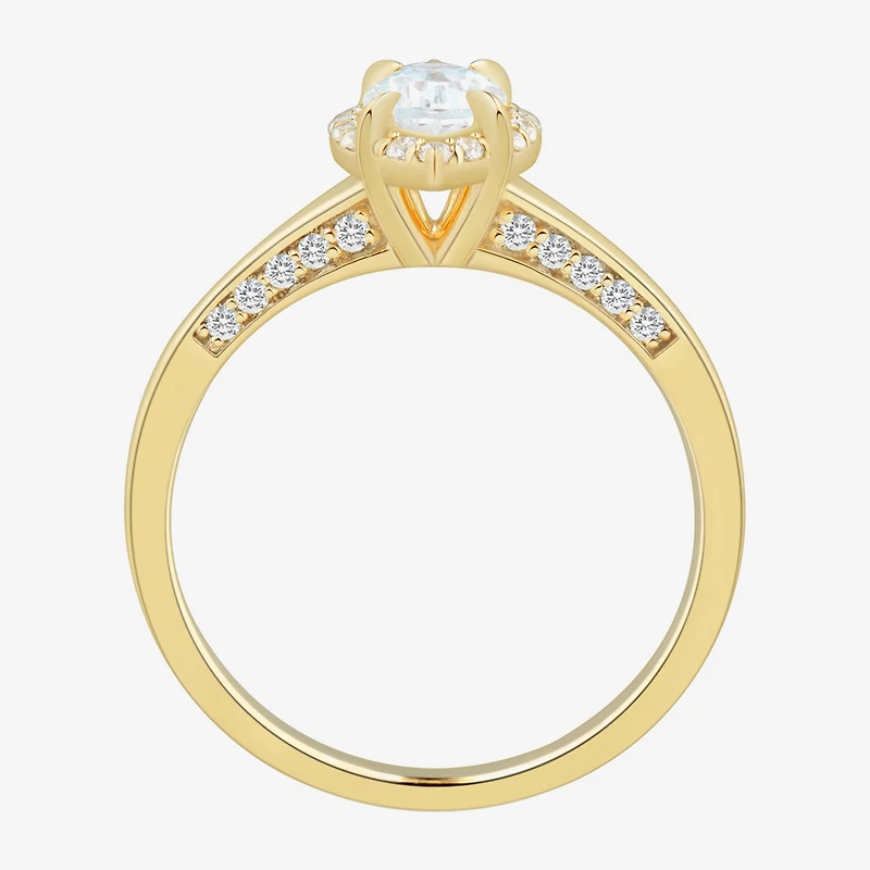 (H-I / Si1-Si2) Womens 1 CT. T.W. Lab Grown White Diamond 10K Gold Marquise Halo Engagement Ring