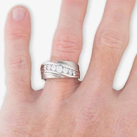 (H-I / I1) Mens 5MM 1 CT. T.W. Lab Grown White Diamond 10K Gold Wedding Band