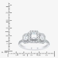 Love Lives Forever (H-I / Si1-Si2) Womens 1 CT. T.W. Lab Grown White Diamond 10K Gold Side Stone 3-Stone Engagement Ring