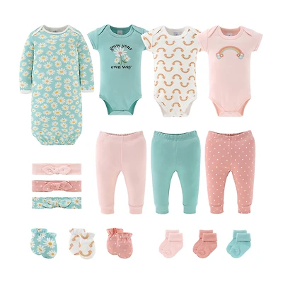 The Peanutshell Carefree Floral Nb-3m Baby Girls 16-pc. Baby Clothing Set