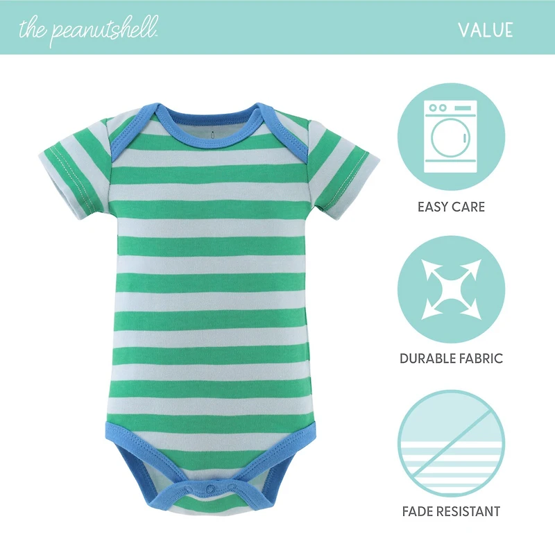 The Peanutshell Dino Truck Baby Boys Round Neck Short Sleeve 4-pc. Bodysuit