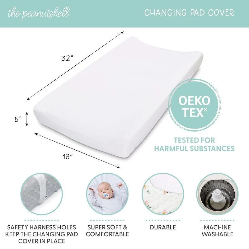 The Peanutshell Blush Daisy 3-pc. Changing Pad Cover
