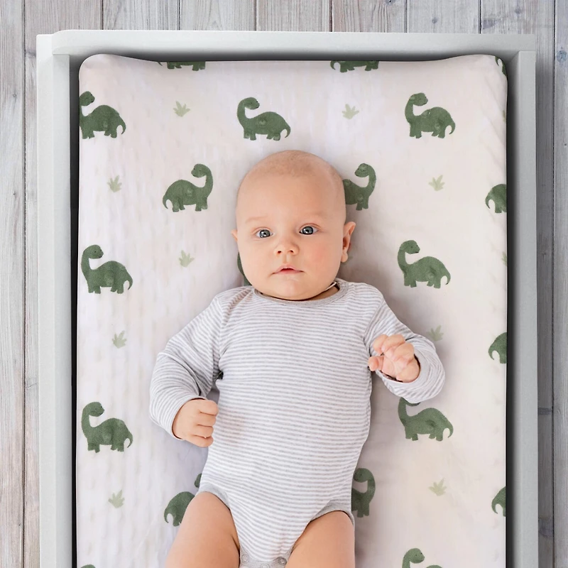 The Peanutshell Green Dino 3-pc. Changing Pad Cover