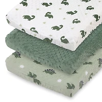 The Peanutshell Green Dino 3-pc. Changing Pad Cover