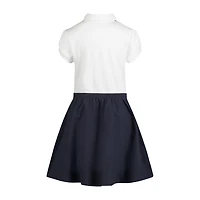 IZOD Little & Big Kid Girls Short Sleeve Cap Midi Shirt Dress