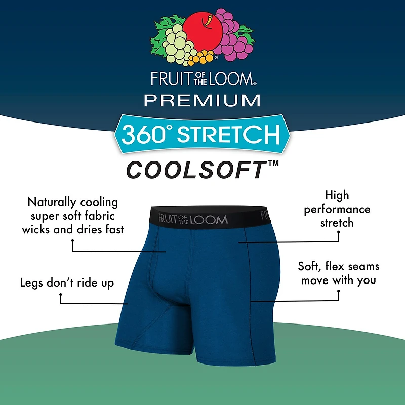 Fruit of the Loom 360 Stretch Coolsoft Mens 4 Pack Boxer Briefs Stc4bb2j