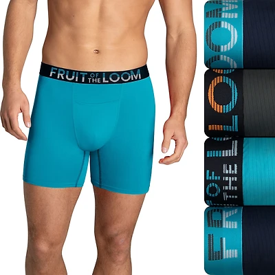 Fruit of the Loom 360 Stretch Cooling Channels Mens 4 Pack Boxer Briefs Sta4bb1j