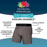 Fruit of the Loom 360 Stretch Cooling Channels Mens 4 Pack Boxer Briefs Sta4bb1j