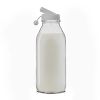 Joyjolt Glass Milk Bottles With Silicone Pour Lid Beverage Dispenser
