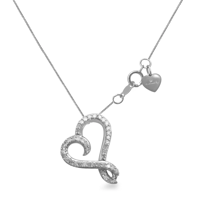 Hallmark Diamonds 1/10 CT. T.W. Genuine Diamond Sterling Silver Heart Pendant Necklace
