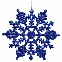 24ct Lavish Blue Glitter Snowflake Christmas Ornaments 4"