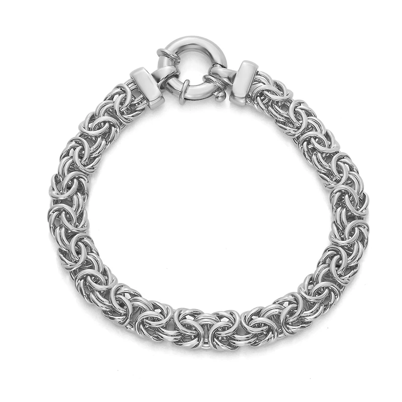 Made in Italy Womens Sterling Silver Inch Semisolid Byzantine Chain Bracelet