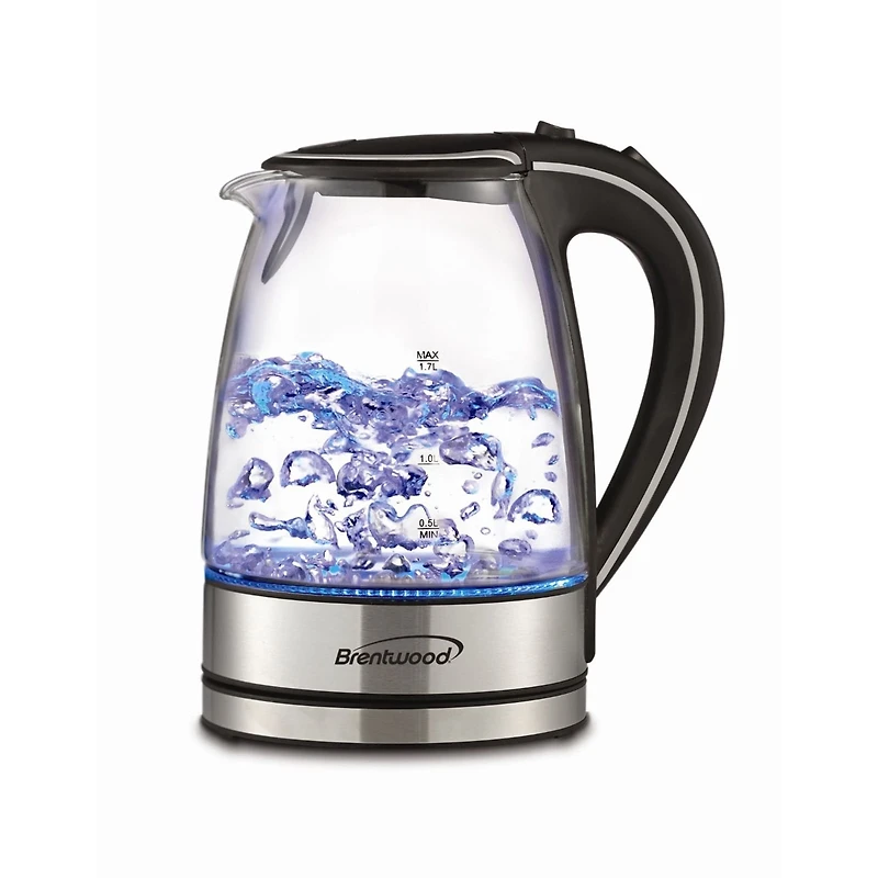 Brentwood 1.7L Tempered Glass Tea Kettle