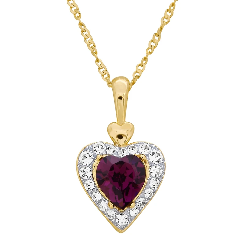 Womens Genuine Multi Color Crystal 14K Rose Gold Over Silver Heart 18 Inch Pendant Necklace