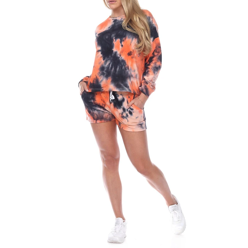 White Mark Womens Long Sleeve Shorts Pajama Set 2-pc.