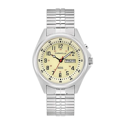 Caravelle Designed By Bulova Mens Silver Tone Stainless Steel Expansion Watch 43c124
