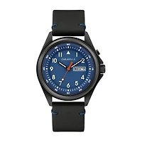 Caravelle Designed By Bulova Mens Black Leather Strap Watch 45c118