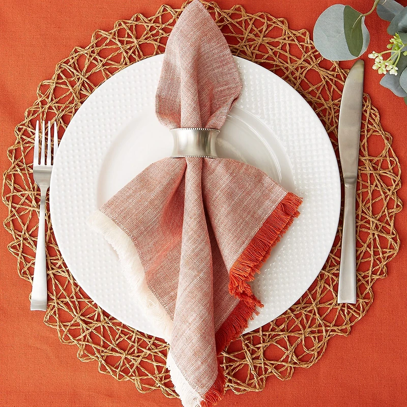 Design Imports Burnt Orange Fringe 6-pc. Napkins