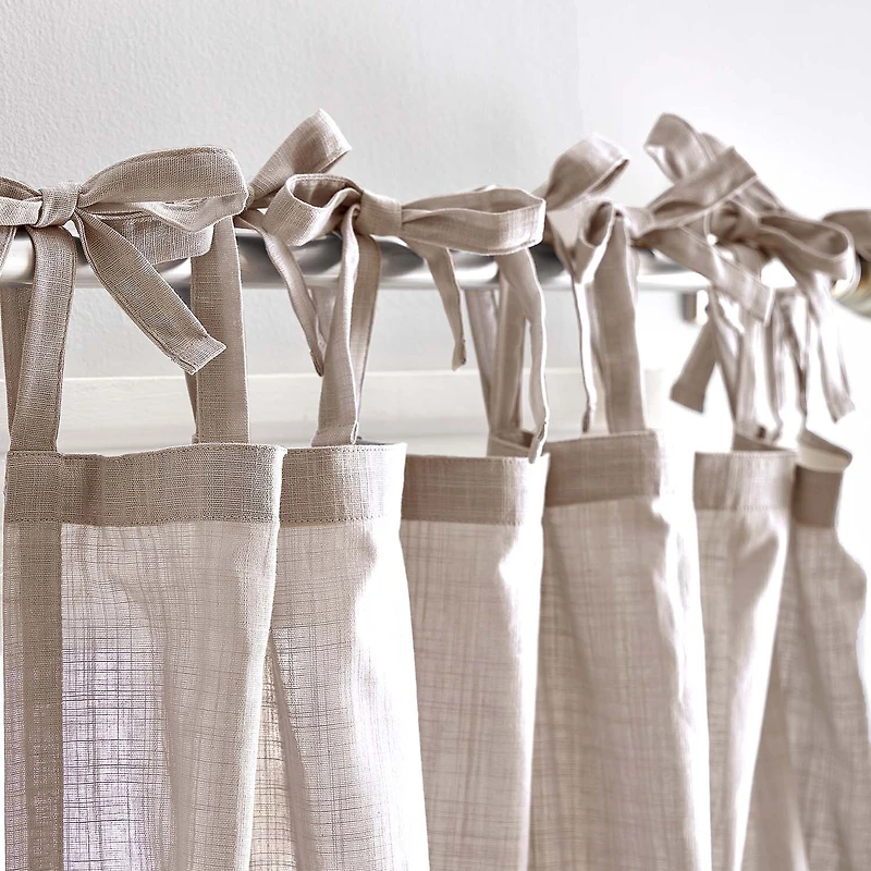 CHF 100% Cotton Tie Top Sheer Set of 2 Curtain Panel