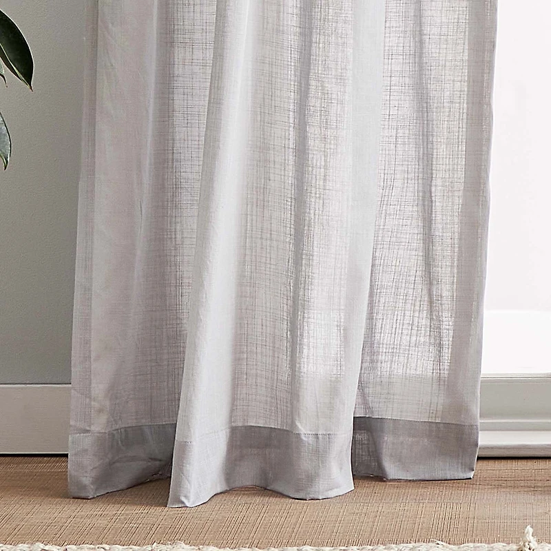 CHF 100% Cotton Tie Top Sheer Set of 2 Curtain Panel