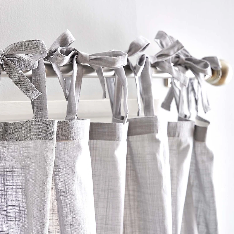 CHF 100% Cotton Tie Top Sheer Set of 2 Curtain Panel