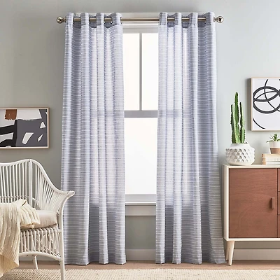 CHF Cargo Stripe Grommet Top Light-Filtering Set of 2 Curtain Panel