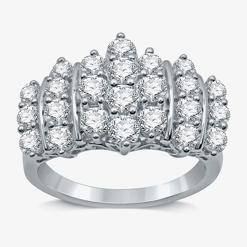 Womens 2 CT. T.W. Natural White Diamond 10K Gold Cluster Band
