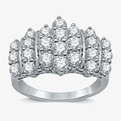 Womens 2 CT. T.W. Natural White Diamond 10K Gold Cluster Band