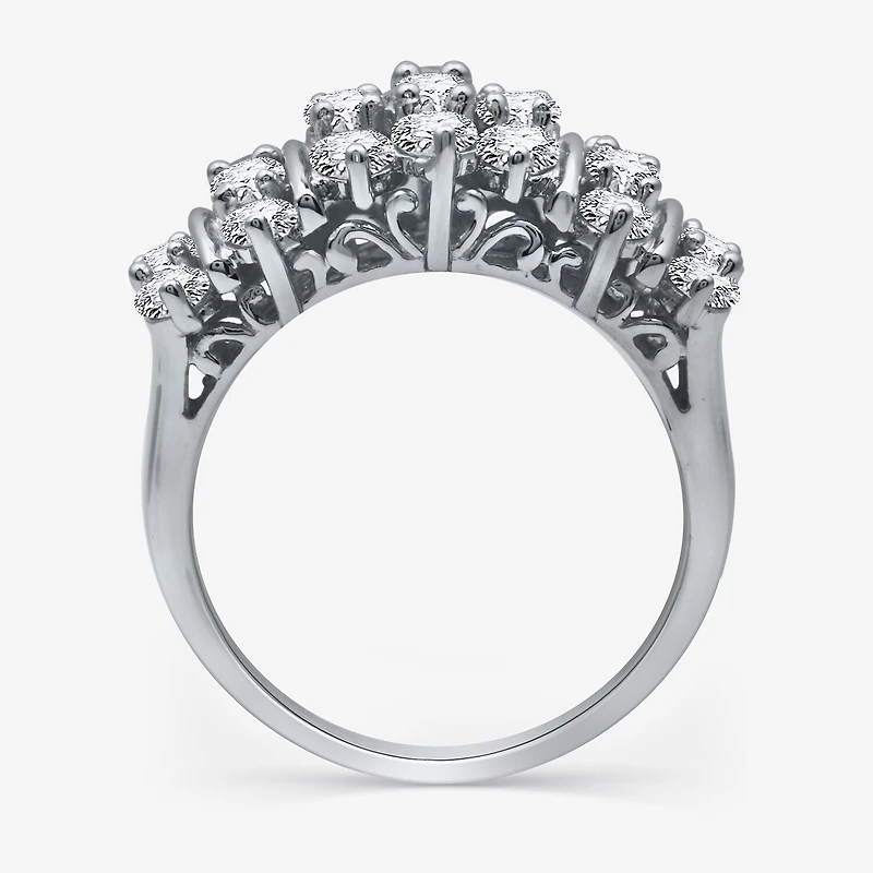 Womens 2 CT. T.W. Natural White Diamond 10K Gold Cluster Band
